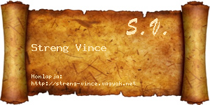 Streng Vince névjegykártya
